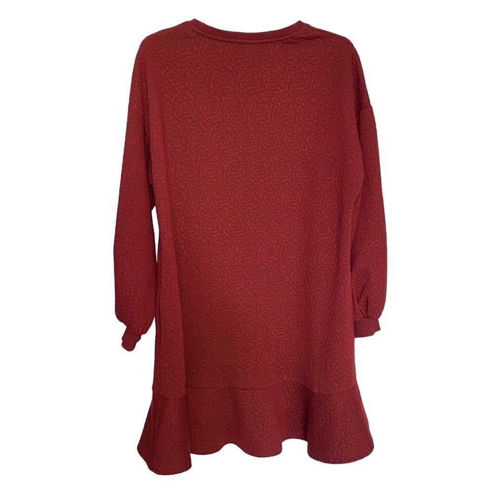 Mare Mare x Anthropologie Odila Burgundy Tunic Dress Puff Sleeves Women's Medium - Picture 3 of 12